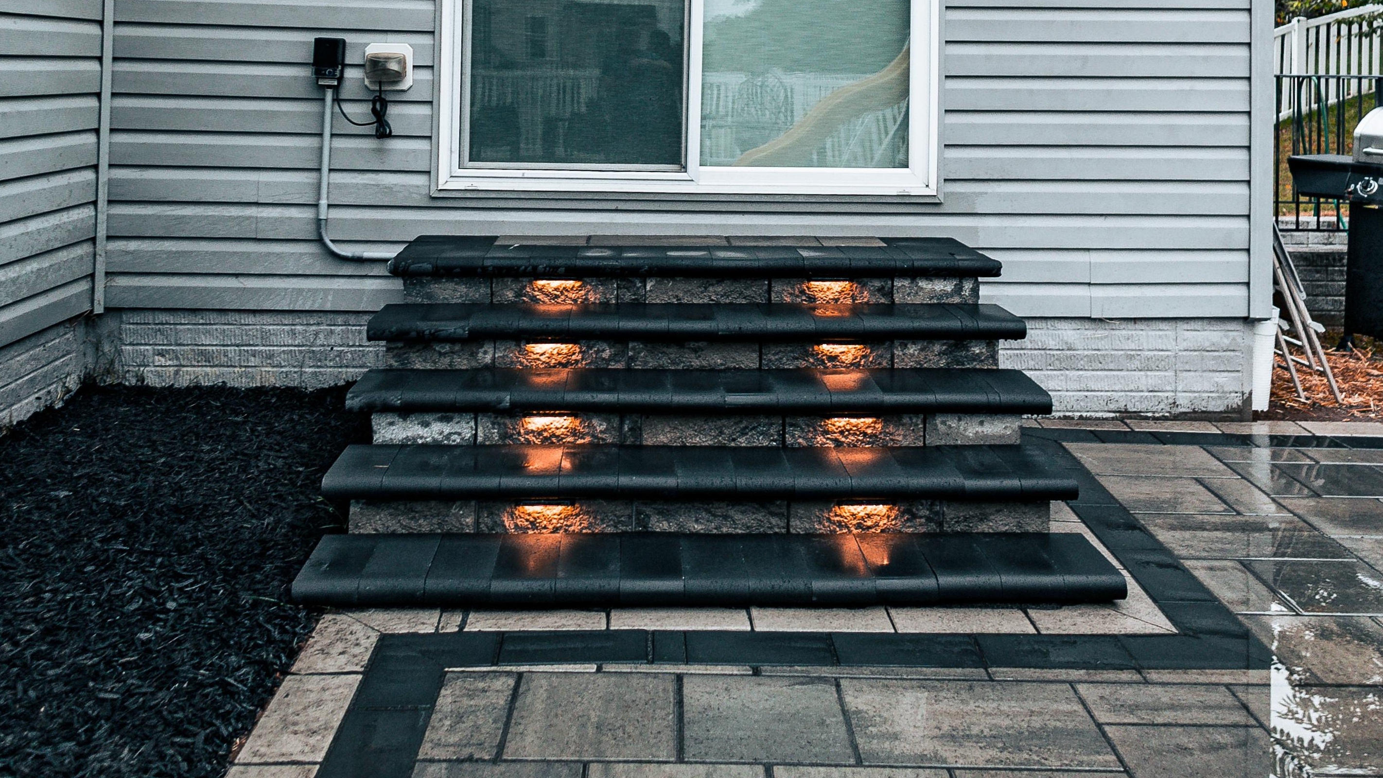Paver steps with lighting